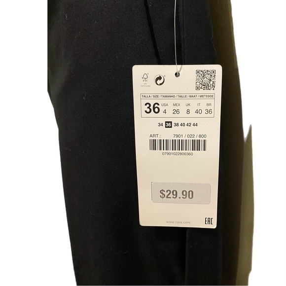 Zara crop ankle office pants, side pockets, black, size 4 - Picture 4 of 7